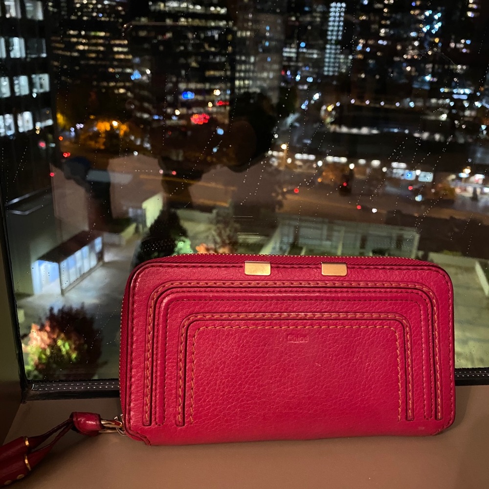 Chloe Marcie long zip around wallet in red